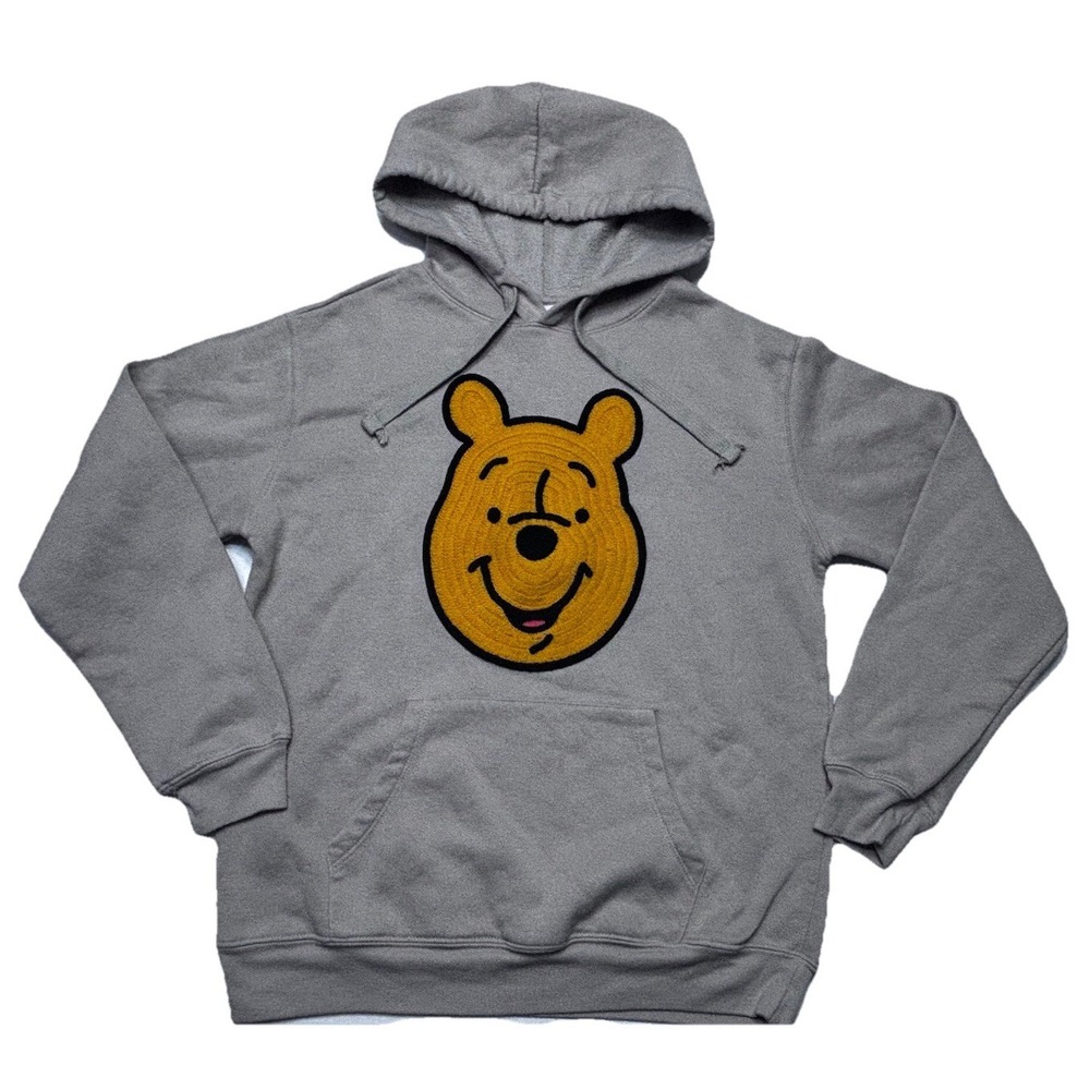 Disney Winnie the Pooh Hoodie Womens Medium Beige Graphic Pullover Embroidered